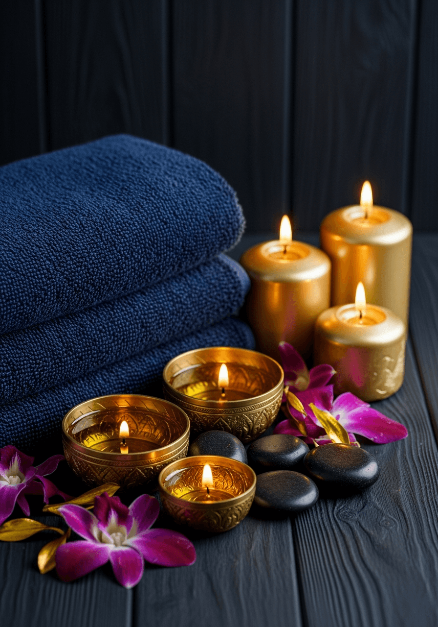 Candlelit massage setup