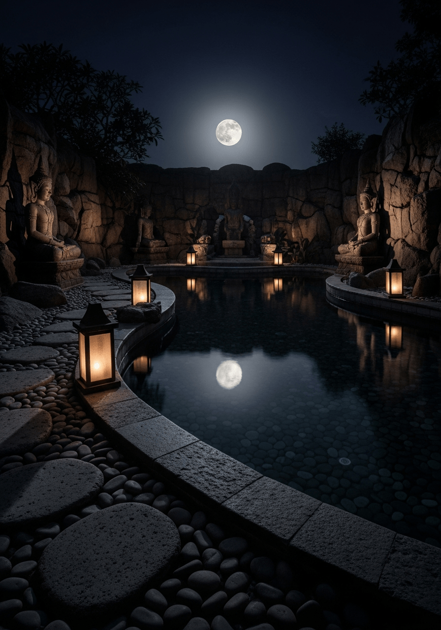 Moonlit spa pool
